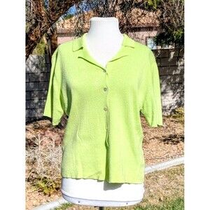 VTG Designers Originals Studio Mint Green LG Button-Down S/S Sweater Shirt EUC
